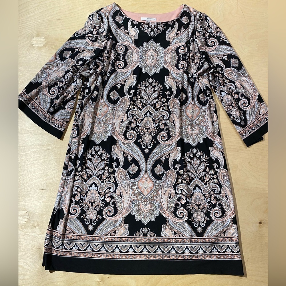 Studio One Black and Pink Paisley Dress XL (OG)
